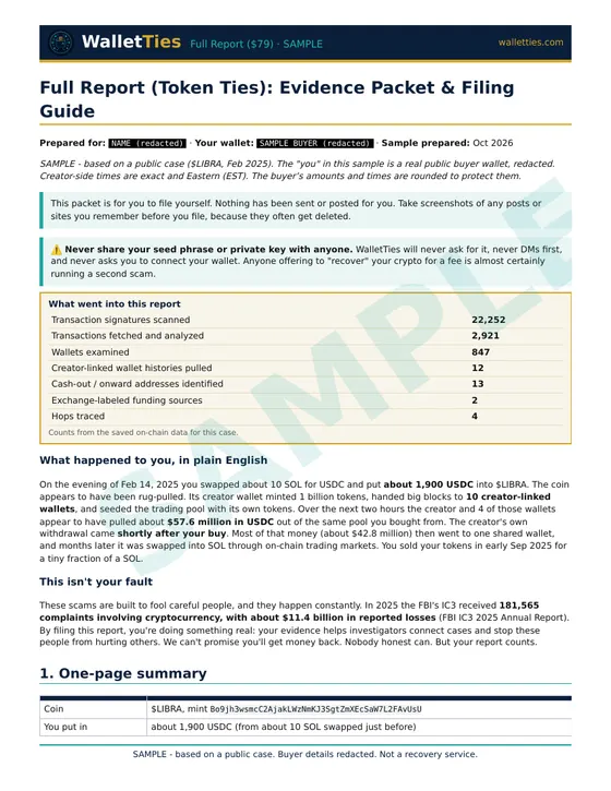 First page of the sample Full Report